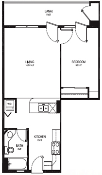 TYPE A - 1 BEDROOM 1 BATH - 707 Total Square Feet - 584 sq. ft Living Area - 123 sq. ft. Lanai